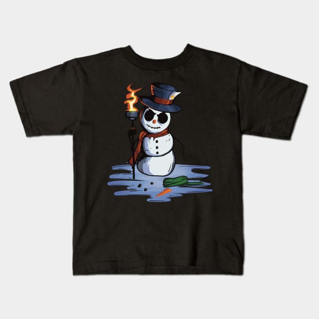 Snow No Mercy (Angry Snowman) Kids T-Shirt by Owl-Syndicate